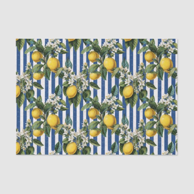Papel De Seda Vintage Mediterranean Lemons Decoupage (Anverso)