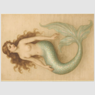 Papel De Seda Vintage Mermaid Antigüedad Ocean Decoupage
