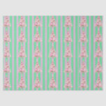 Papel De Seda Vintage Mint Green Pink Stripe Christmas Tree<br><div class="desc">Esta temporada de vacaciones Think Pink and Mint Green. Estos dos atractivos colores de moda se combinan para hacer que su decoración de vacaciones sea realmente pop. Damasco vintage y rayas, árboles de Navidad, ornamentos, cintas y vegetación de invierno para los más dulces diseños nostálgicos de la temporada. Decoración de...</div>