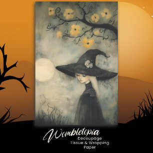 Papel De Seda Vintage Moonlit Dreamy Witch Halloween Decoupage