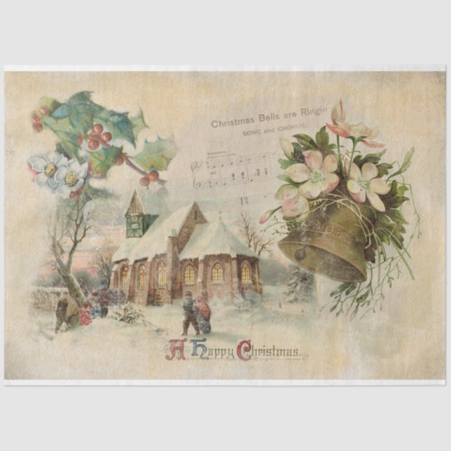 Papel De Seda Vintage "Navidades Bell" (Anverso)