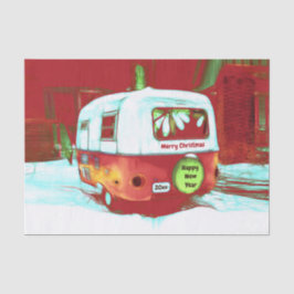 Papel De Seda Vintage Navidades retro en vacaciones rojas verdes