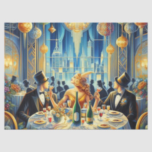 Papel De Seda Vintage New Years Eve Art Deco Lady Tissue Paper