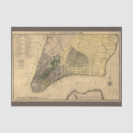 Papel De Seda Vintage New York City Plan, 1789, restaurado