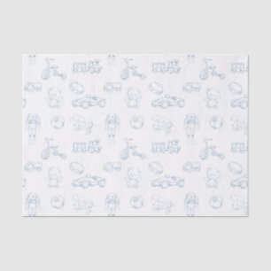 Papel De Seda Vintage Nursery Azul Toile de Jouy