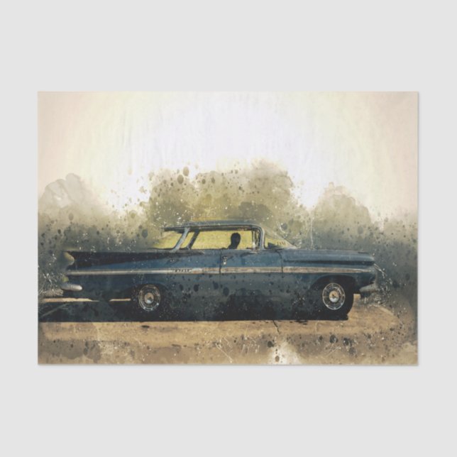 Papel De Seda Vintage Old Black Car Decoupage (Anverso)