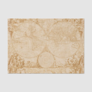 Papel De Seda Vintage Old World Map Tan Decoupage