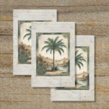 Vintage Palm Tree Ocean Beach Ephemera 2 Decoració