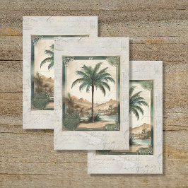 Papel De Seda Vintage Palm Tree Ocean Beach Ephemera 2 Decoració
