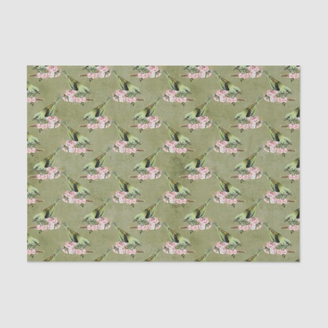 Papel De Seda Vintage Parakeet Floral (Anverso)