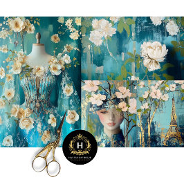 Papel De Seda Vintage Paris Francia Fashion Collage Decoupage