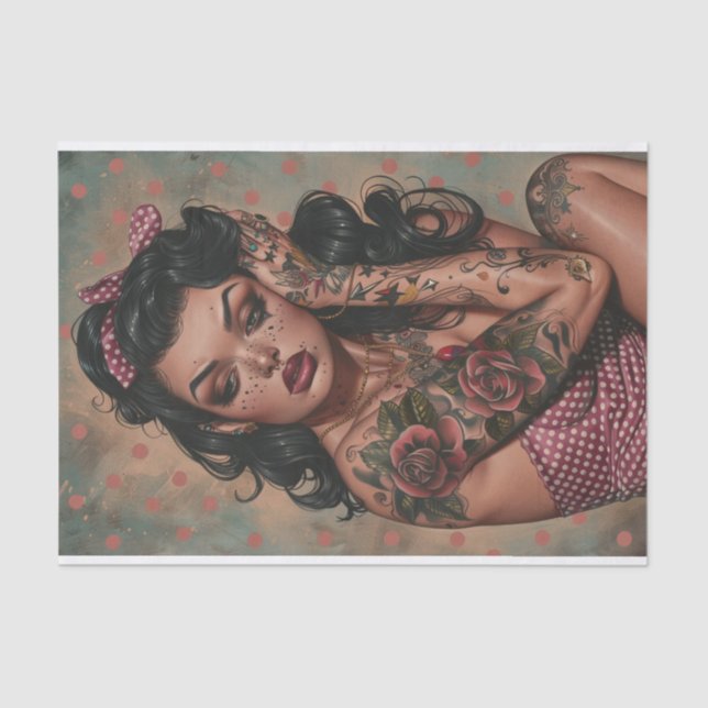 Papel De Seda Vintage Pin Up Chica1 (Anverso)