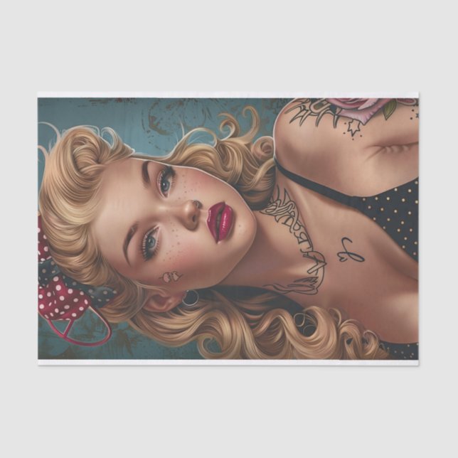 Papel De Seda Vintage Pin Up Chica14 (Anverso)