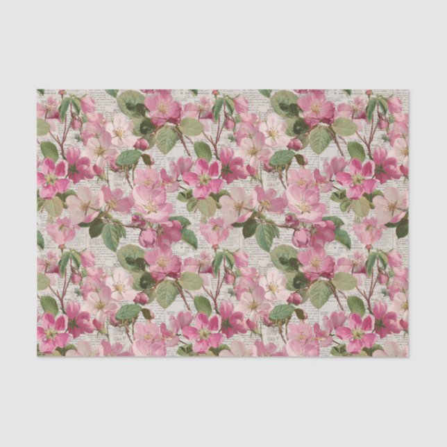 Papel De Seda Vintage Pink Flowers Decoupage (Anverso)