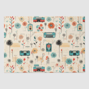Papel De Seda Vintage Radio Wildflower Crema Botánico