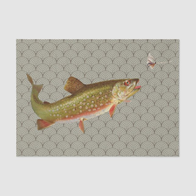 Papel De Seda Vintage Rainbow Trout Fly Fishing (Anverso)