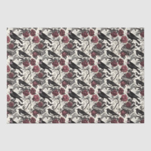 Papel De Seda Vintage Ravens, Rosas y libros góticos