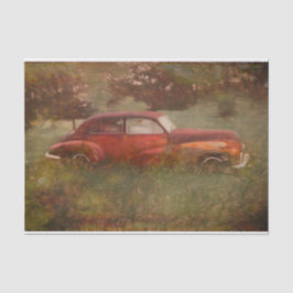 Papel De Seda Vintage Red Car Antiguo Decoupage de Arte Rústico
