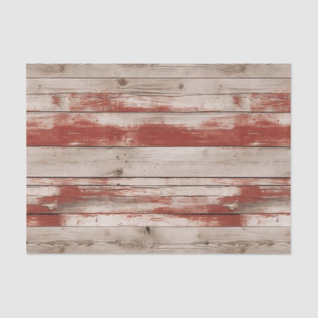 Papel De Seda Vintage Red Patriotic Faux Wood (Anverso)