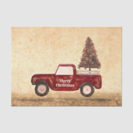 Papel De Seda Vintage Red Truck Christmas Tree Rustic Farmhouse