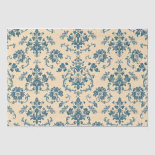 Papel De Seda Vintage Retro Azul toile de jouy