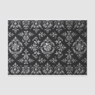 Papel De Seda Vintage Retro Black and Silver toile de jouy