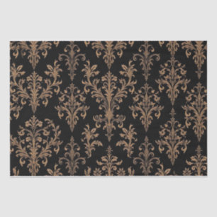 Papel De Seda Vintage Retro Negro y Dorado toile de jouy