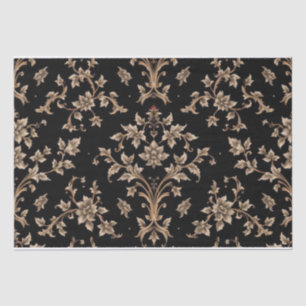 Papel De Seda Vintage Retro Negro y Dorado toile de jouy