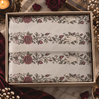 Papel De Seda Vintage Rosa de Fantasma Mariposa Gótico Halloween