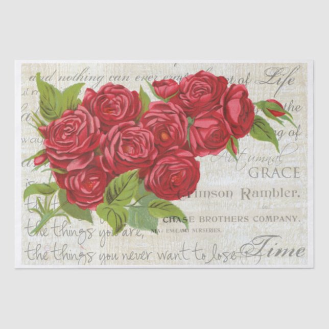 Papel De Seda Vintage Rosa Love Flower Valentine (Anverso)