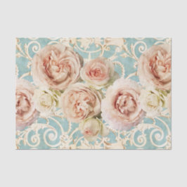Papel De Seda Vintage Rubor Pink Heirloom Rosas Floral Damask