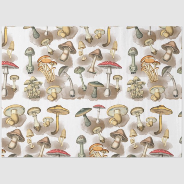 Papel De Seda Vintage Rustic Forest Mushrooms (Anverso)