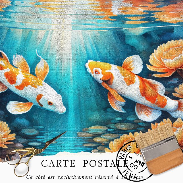 Papel De Seda Vintage Rustic Koi Fish Decoupage (Subido por el creador)