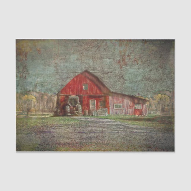 Papel De Seda Vintage Rustic Old Red Texn (Anverso)