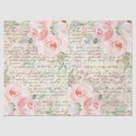 Papel De Seda Vintage Rustic Rubor Rosas Letra antigua desconecc