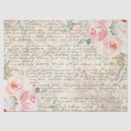 Papel De Seda Vintage Rustic Rubor Rosas Old Letter Decoupage