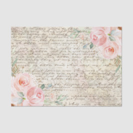 Papel De Seda Vintage Rustic Rubor Rosas Old Letter Decoupage 