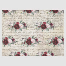 Papel De Seda Vintage Rústica Borgoña Rosa carta antigua descodi