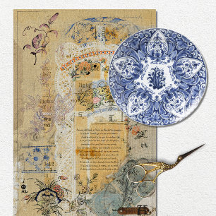 Papel De Seda Vintage Rústica Textura Burlap Floral Decoupage