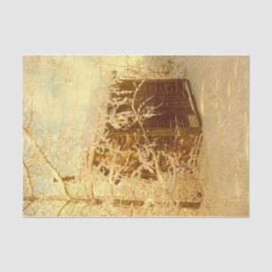 Papel De Seda Vintage rústico, la madera despoja el paisaje inve