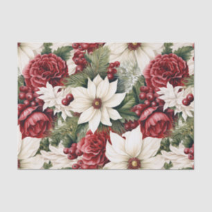 Papel De Seda Vintage Rústico Navidades Flores hojas patrón