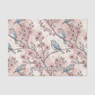 Papel De Seda Vintage Sakura Cerezo Blossom y Ave Estética 5