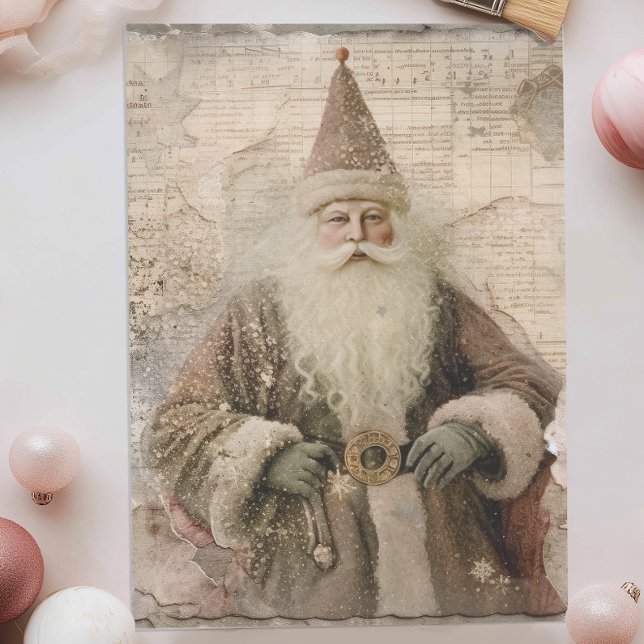 Papel De Seda Vintage Santa (Vintage Santa Claus Tissue Paper)