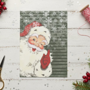 Papel De Seda Vintage Santa Claus Bandas verdes victorianas