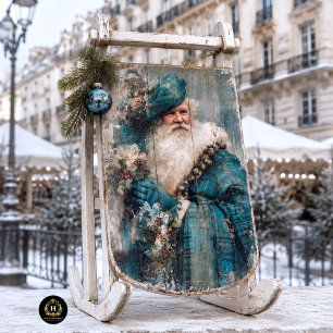 Papel De Seda Vintage Santa Claus escocés de tartán teal decoupa