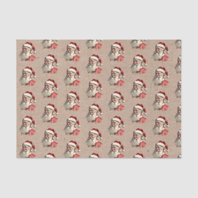 Papel De Seda Vintage Santa Claus Face Navidades (Anverso)