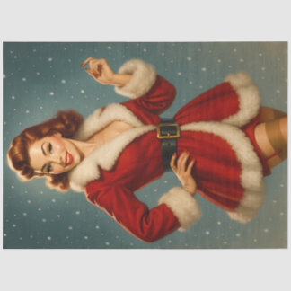 Papel De Seda Vintage Santa Coat Christmas Holiday Pinup