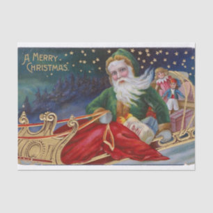 Papel De Seda Vintage Santa En Un Sleigh Con Desnudos Infantiles