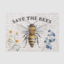 Papel De Seda Vintage Save the Bees Script Flowpage Decoupage