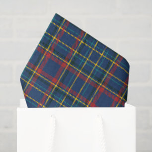 Papel De Seda Vintage Scottish Plaid en rojo y azul